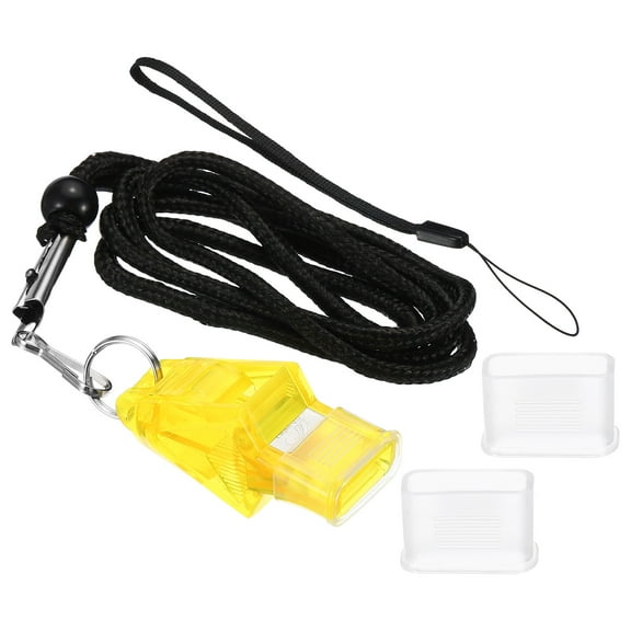 Uxcell Sports Whistle, Plastic Whistle with Lanyard and Mouth Grip Super Loud, Yellow