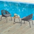 thumbnail image 7 of Betcozy 3-Pieces Garden Rocking Bistro Set, Rattan Conversation Furniture Set with PE Resin Hand-woven Wicker, Cushions, Tempared Glass Coffee Table, 7 of 7