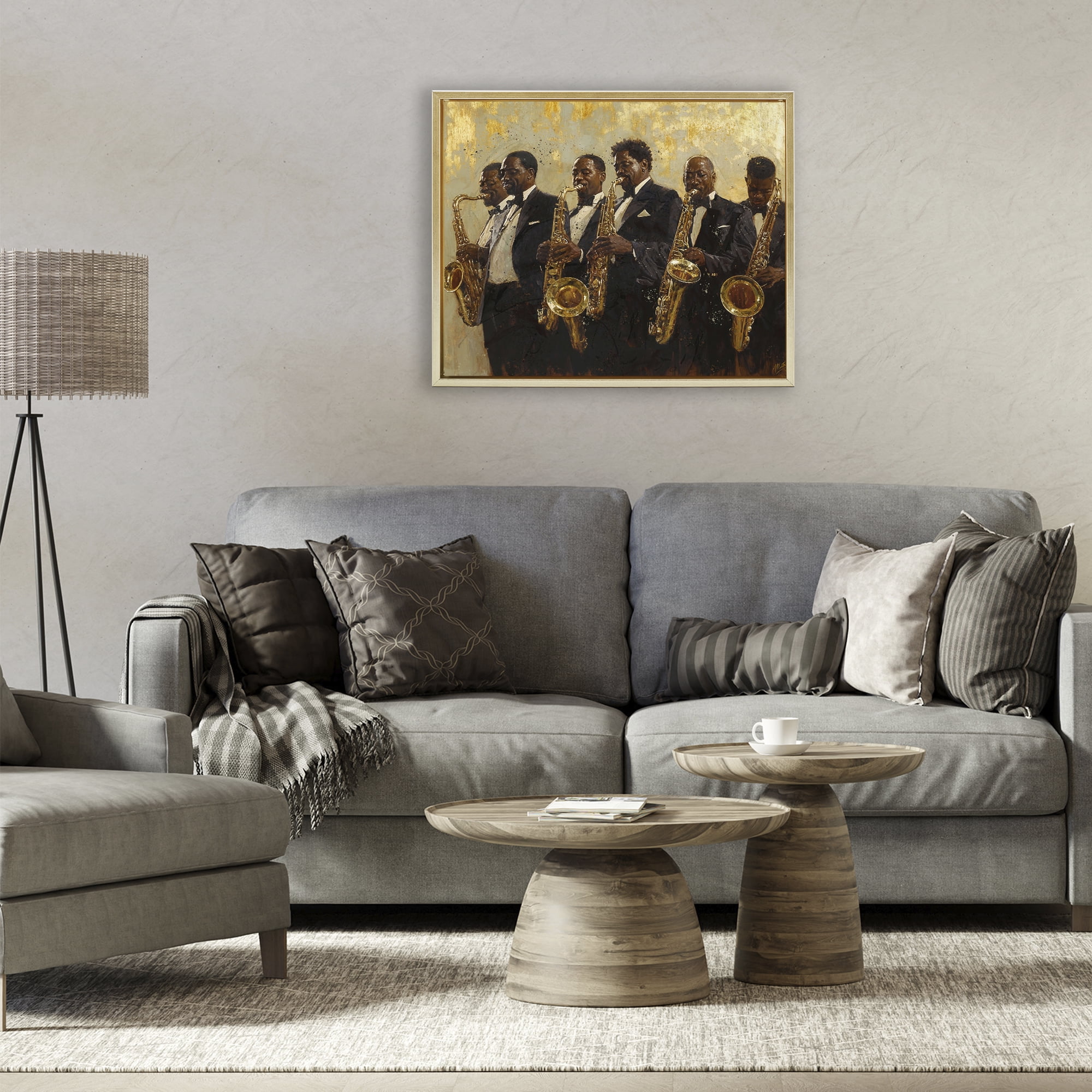 Golden Era Ensemble Gold Framed Floater Canvas Wall Art, design by Marta Wiley