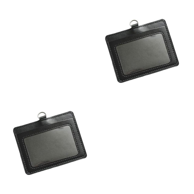 Cateissary 10 piezas de titulares de tarjetas de identificación, carcasa protectora informal de negocios, funda para tarjetas de autobús multifuncional, Horizontal/Negro 2piezas