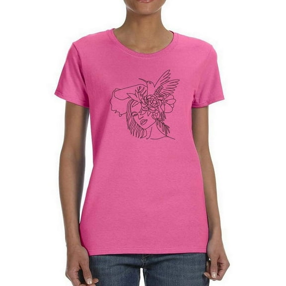 Bird On Woman Shaped T-Shirt Women -Image by Shutterstock, Female Large