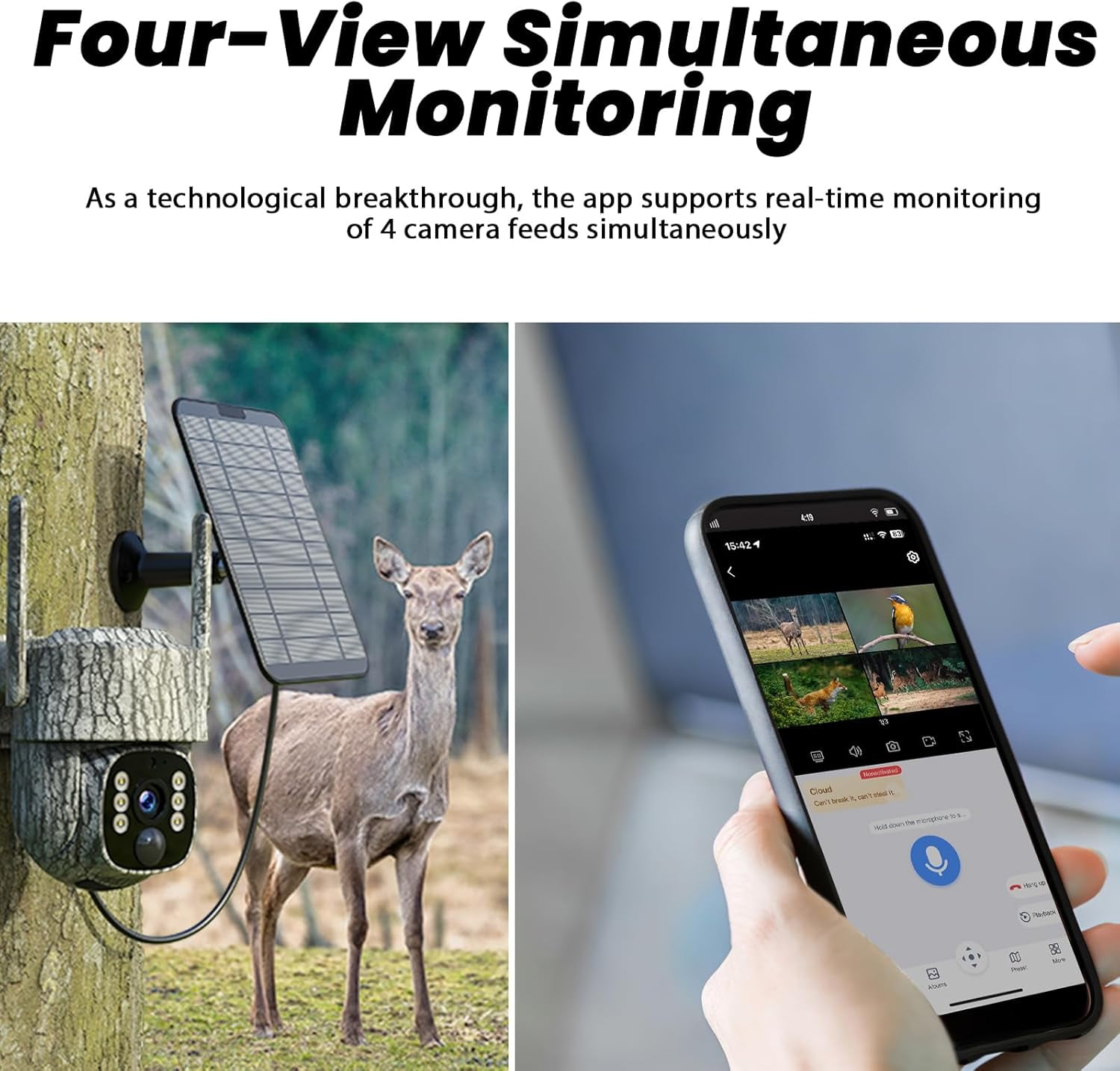 CAMPARK Cellular Trail Camera- 4G LTE with Unlimited Data, 360° View 2.5K HD Live Streaming Solar Panel Night Vision Motion Detection Two-Way Audio Game Camera for Hunting & Outdoor Security