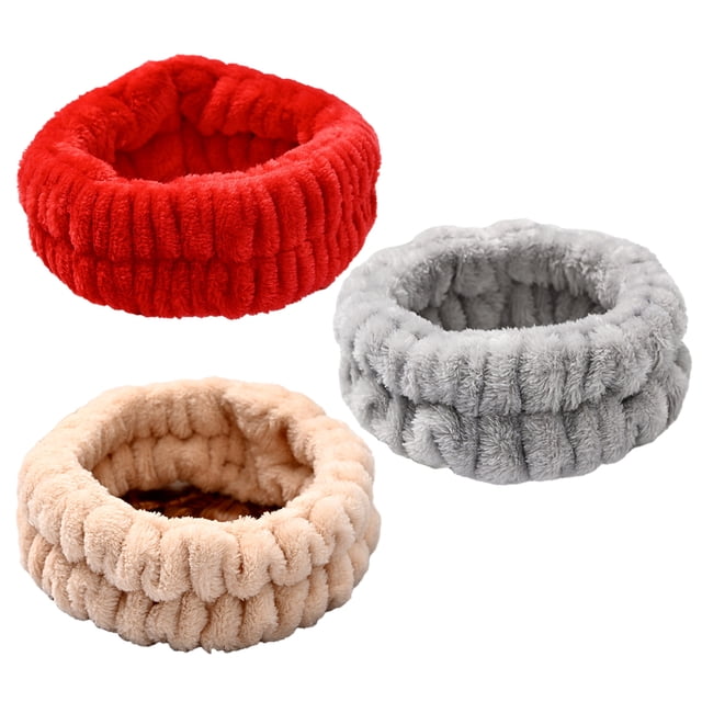 Banda facial Laklulu de 3 piezas para spa, para maquillaje y lavado de cara, banda para el cabello de tela de felpa, para yoga, deportes, ducha