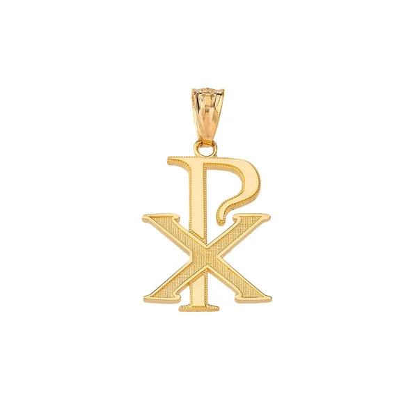 Solid Gold Chi-Rho Symbol(10K Yellow Gold, Pendant)