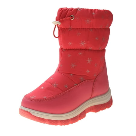 

MQLKF Fashion Winter Children Snow Boots Thick Soles Non Slip Waterproof Upper Mid Calf Boots Side Zipper Solid Color Snow Print Warm And Cute Stylish Lightweight Girls Shoes