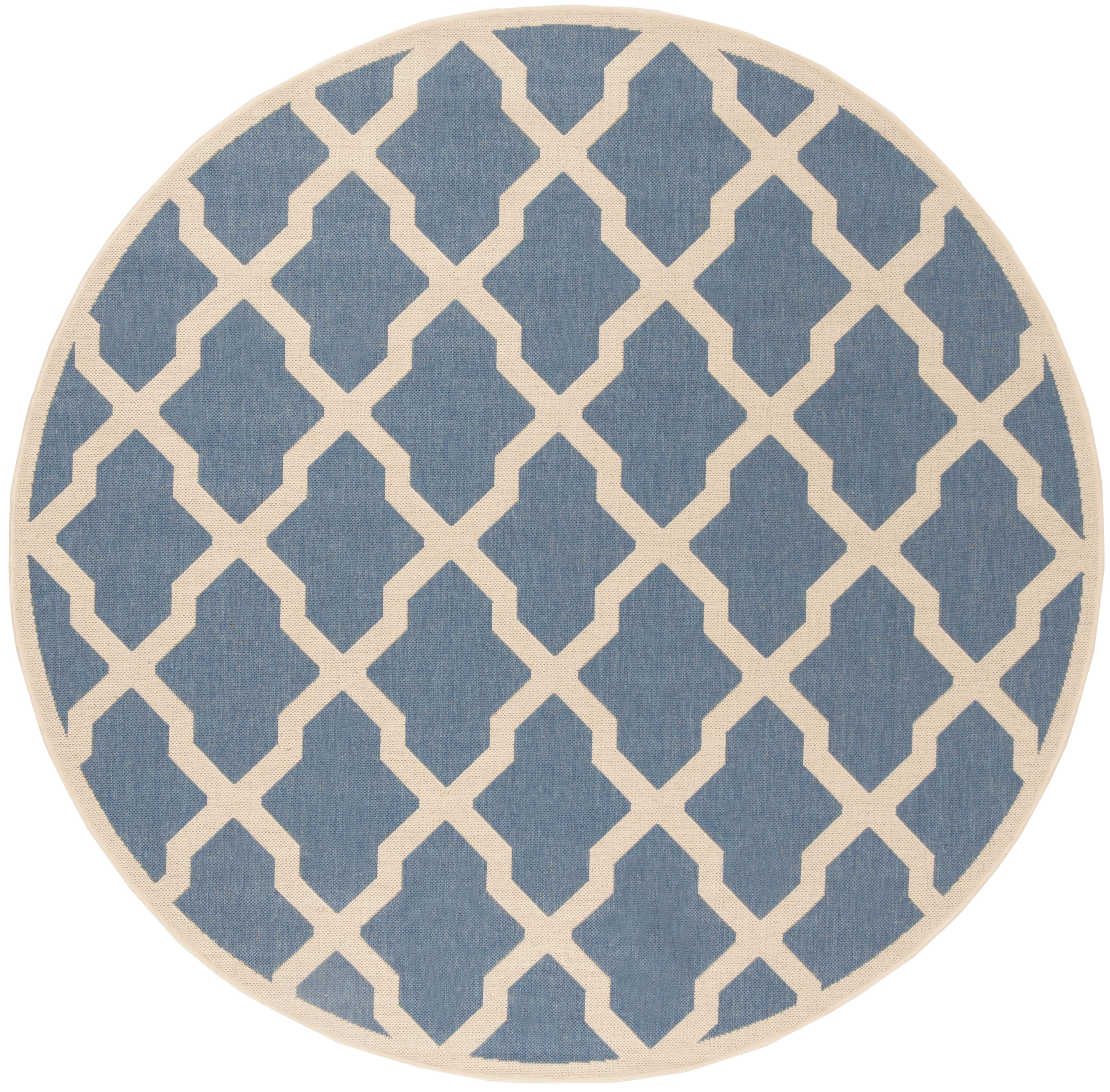 Safavieh Linden Gamal Geometric Indoor/Outdoor Area Rug, Blue/Creme, 6'7" x 6'7" Round