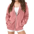 thumbnail image 2 of Savings Mwjwdo Girls Sweatshirt Oversized Cute Long Sleeve Zipper Hoodie Pullover with Pockets Youth Wear Trendy Warm Preppy Clothes Pink 14-15 Years, 2 of 5