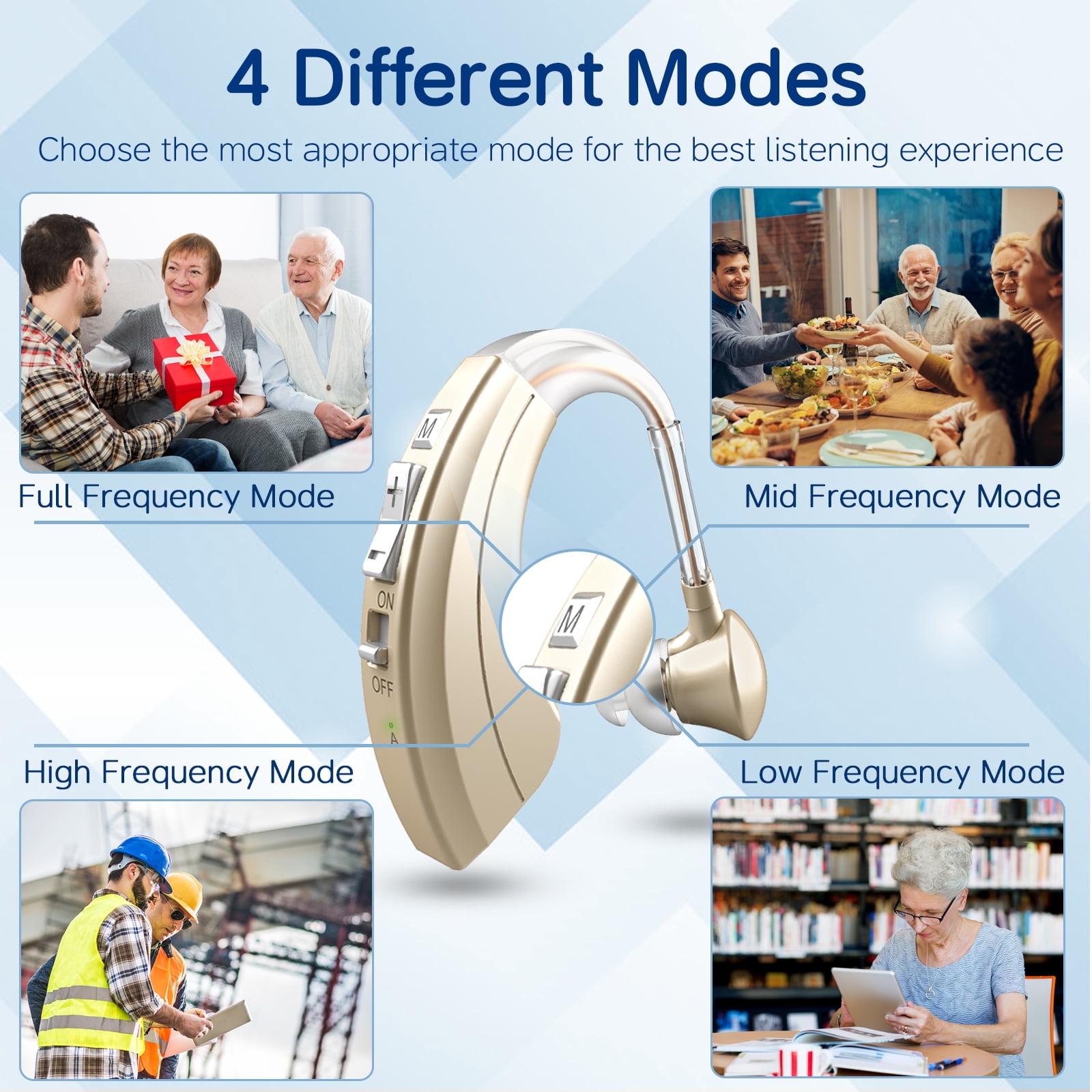 Delmicure Digital Hearing Aid, Rechargeable Hearing Aids for Seniors, Noise Reduction, Single, VHP-1220AX