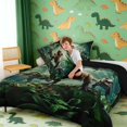 thumbnail image 4 of Manfei Woodland T-Rex Wildlife King Size Comforter Sets,Retro Dino Animals Comforters King Size,Green,Black Reversible,3 Pieces,1 Comforter and 2 Pillowcases, 4 of 7