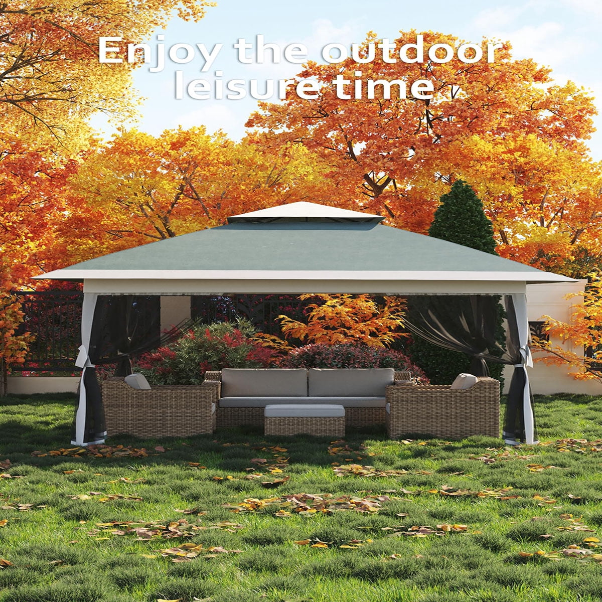 Soonbuy 13x13 Outdoor Gazebo,Canopy Tent with Mosquito Netting,Outdoor Gazebo for Backyard & Patio Furniture