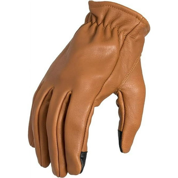 First Mfg Co - Roper - Men's Motorcycle Biker Riding Whiskey Leather Gloves - Touch Screen Support