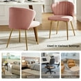 thumbnail image 6 of Modern Velvet Accent Chair Upholstered Small Vanity Chair Bedroom Living Room Pink, 6 of 12