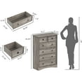 thumbnail image 4 of 6 Drawer Dresser for Bedroom, Chest of Drawers Wood Storage Cabinet for Living Room,Gray, 4 of 11