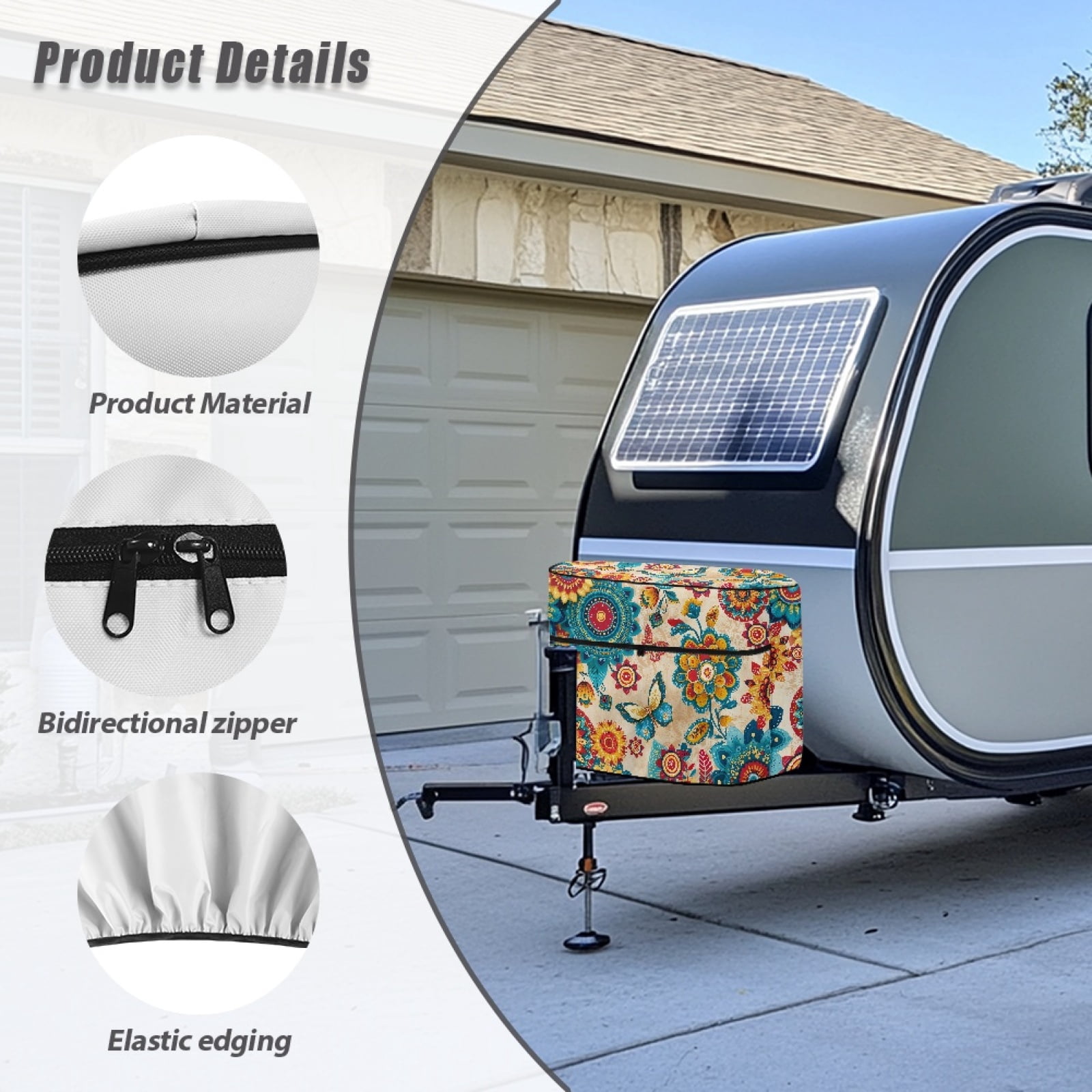 Yuyamidu Butterfly Flowers RV Propane Tank Cover Fit for Dual 20lb Tanks, Waterproof Propane Tank Cover Tavble, Durable Gas Cylinder Protection for RV/Trailer/Camper