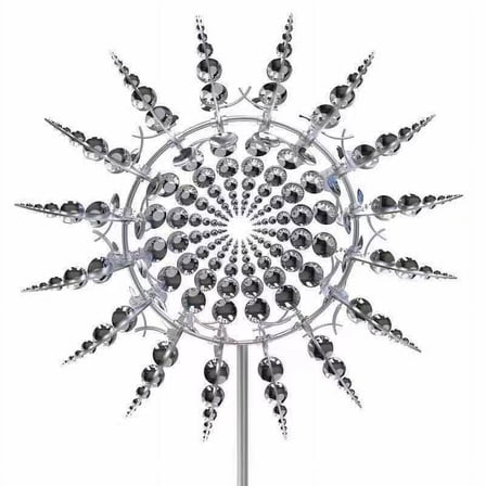Kinetic 3D Metal Wind Spinner Sculpture, Outdoor Garden Art with Hypnotic Motion, Weather-Resistant Lawn & Patio Ornament with Reflective Discs