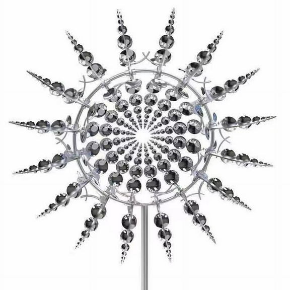 Kinetic 3D Metal Wind Spinner Sculpture, Outdoor Garden Art with Hypnotic Motion, Weather-Resistant Lawn & Patio Ornament with Reflective Discs