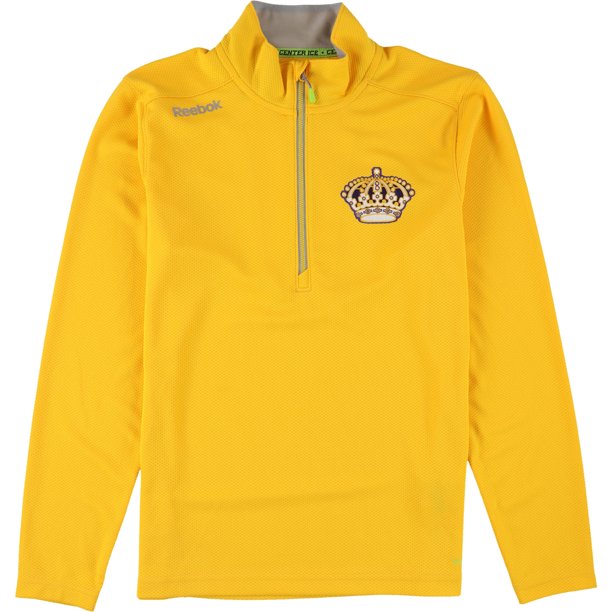 Reebok Mens LA Kings 1/4 Zip Graphic T-Shirt yellow S