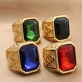 thumbnail image 3 of K-KED Vintage Masonic CZ Stone Wedding Ring Stainless Steel Retro Biker Signet Ring-9-Blue, 3 of 8