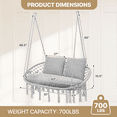 thumbnail image 2 of MoNiBloom 2-Person Hammock Chair, Hanging Hammock Macrame Swing with Cushion, Cotton Rope, Tassels, Bohemian Style Hanging Chair for Bedroom Indoor Outdoor, Grey, 2 of 8