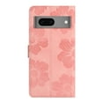 thumbnail image 3 of SaniMore Case for Google Pixel 7 6.3" 2022, [Card Slots + Cash Pocket + Removeable Wrist Strap] PU Leather Embossed Flower Flip Kickstand 360° All-around Protective Wallet Shell, Pink, 3 of 11