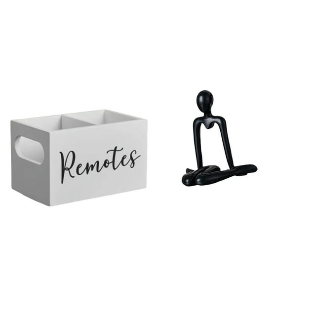 Organizador Remoto De Madera Retro Y Escultura De Pensador Abstracto, Soporte Decorativo De Mesa Para Mesita De Noche, Sofá, Oficina, Armario, Dormitorio, Estantería.