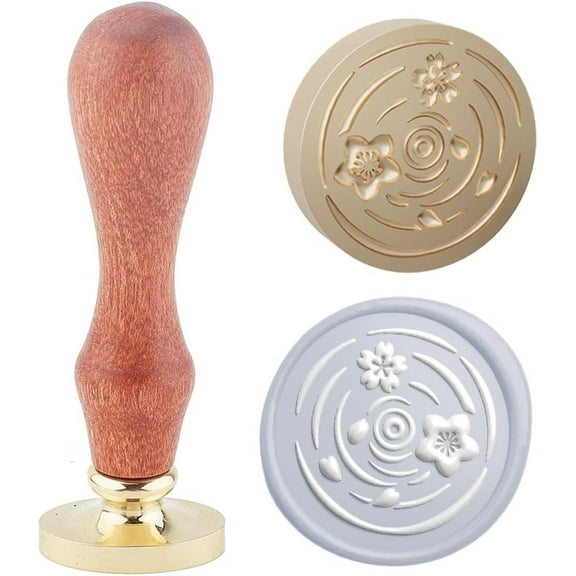 1pc Cherry Blossom Wax Seal Stamp 3D Flower Floating on Water Sealing Wax Stamp Gift for Christmas 25mm Removable Brass Stamp Head with Wooden Handle for Envelopes Invitations Decoration Colorful