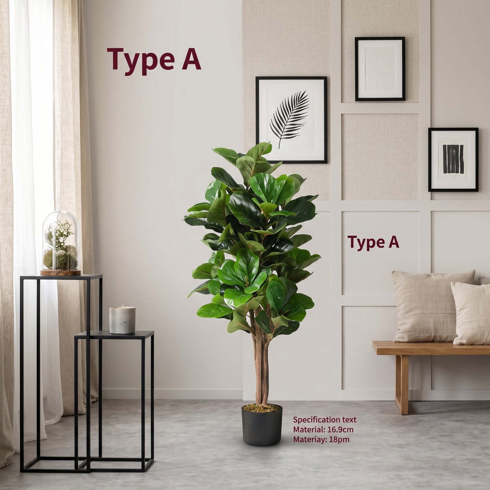 ALPULON 4 Feet Artificial Fiddle Leaf Fig Tree with Decorative Planter, 48 Inch Faux Tall Ficus Lyrata Plant with 118 Leaves for Indoor Outdoor Home Office, Green