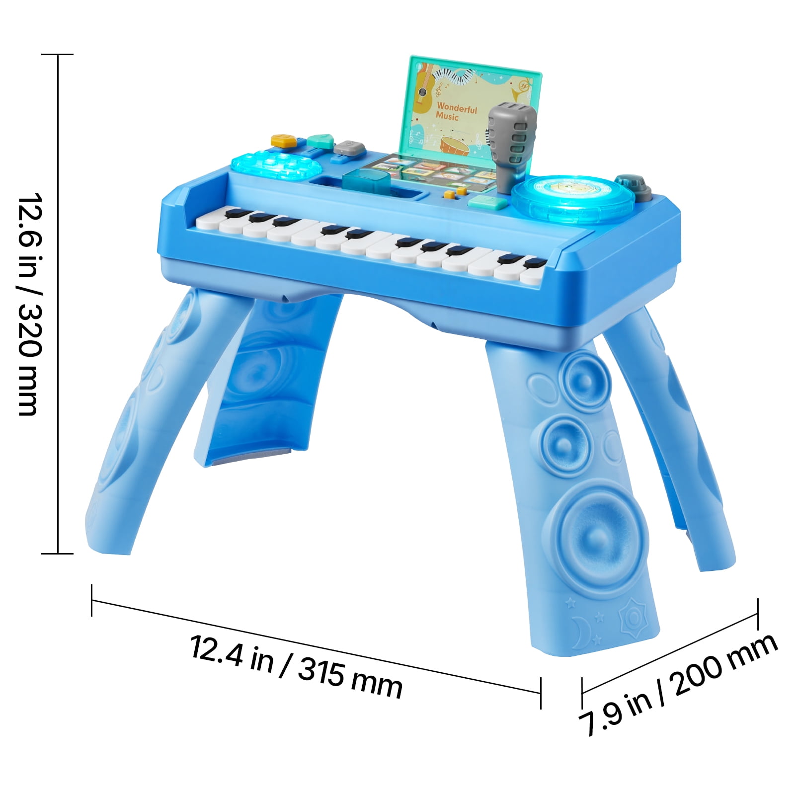 VEVOR Baby DJ Playset for Toddlers 1-3, Educational Musical Table Toys with 133 Sound Sources, Recording and LED DJ Turntable, Baby Activity Table for Birthday, Gift for Kids Aged 6+ Months