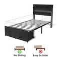 thumbnail image 6 of Twin Size Bed Frames with 4 Storage Drawers and Charging Station, Metal Platform Beds with LED Storage Headboard, Single Bed Frame, Easy Assembly, Mattress Not Included, Black, 6 of 8