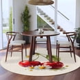 thumbnail image 4 of Cherry Round Living Room Rugs 7 ft, Oil Painting Fruit Farmhouse Daisy Linen Texture Washable Area Rug with Non-Slip Sturdy Edge Binding Round Carpet for Kitchen Office Bedroom, 4 of 9