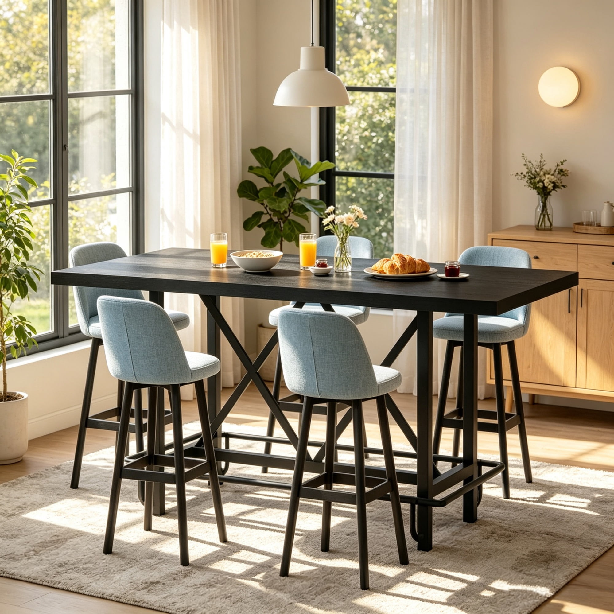 62.99 Inch Counter Height Farmhouse Bar Table Rectangular Pub Table for Kitchen