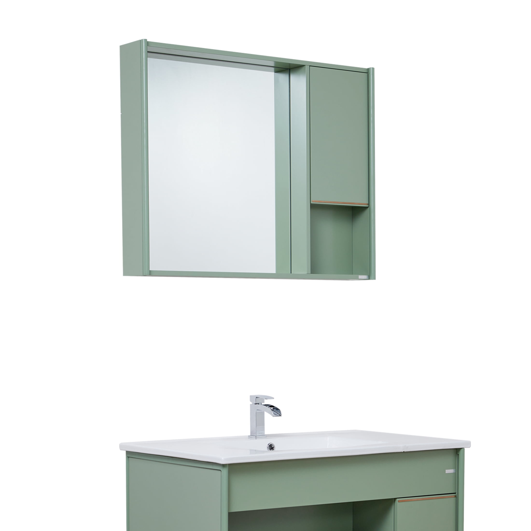 LUXE Bidet Callista Bathroom Vanity, Medicine Cabinet and Sink, Green