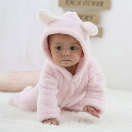 

Leesechin Baby Bodysuit Toddler Kids Boys Girls Color Plush Cute Bear Ears Winter Keep Warm Jumpsuit Romper on Clearance