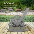 thumbnail image 3 of Interesting Rocking Chair with Wheel-shaped Armrest and Slatted Backrest, Wood Glider Chair with Sturdy Rocking Base, Garden Lounge Chair for Indoor Outdoor, Gray, 3 of 6
