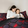thumbnail image 4 of Manfei Neon Gradient Geometric Bedding Comforter Set 7 Pieces for Boys, Modern Honeycomb Full Bedding Set, Chic Red Abstract Reversible Fitted Sheet Flat Sheet, Super Cozy Room Decor, 4 of 7
