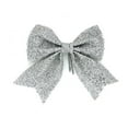 thumbnail image 2 of sruoe Christmas Tree Bow Decoration, Christmas Tree Topper, Velvet Bows for Christmas Tree, Gift Packag Bow Ribbon, Lightweight Hanging Christmas Bows for Home Front Door Party Decor, Silver, 2 of 6