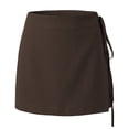 thumbnail image 4 of LNWUY Summer Solid Color Knot Side Wrap Tie Wrap Mini Skorts Casual Womens Shorts for Casual Athletic Golf Brown S, 4 of 9