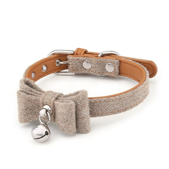 Yidarton Bow tie collar felt cloth cat dog bell collar bow tie section cat collar Coffee
