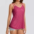thumbnail image 4 of DondPO Womens Tank Tops Sequin Tops for Women V Neck Tank Tops Sparkly Club Night Concert Outfits Sparkly Top Summer Tops for Women Pink 2XL Clearance！, 4 of 9