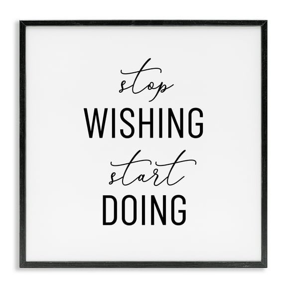 Stupell Industries Motivational Start Doing Text & Numbers Painting Black Framed Art Print Wall Art, 12 x 12