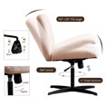 thumbnail image 4 of Joyyskill Home Office Desk Chair No Wheels Wide Armless Upholstered Vanity Chair Swivel Criss Cross Legs Adjustable Height Accent Chair Beige, 4 of 9