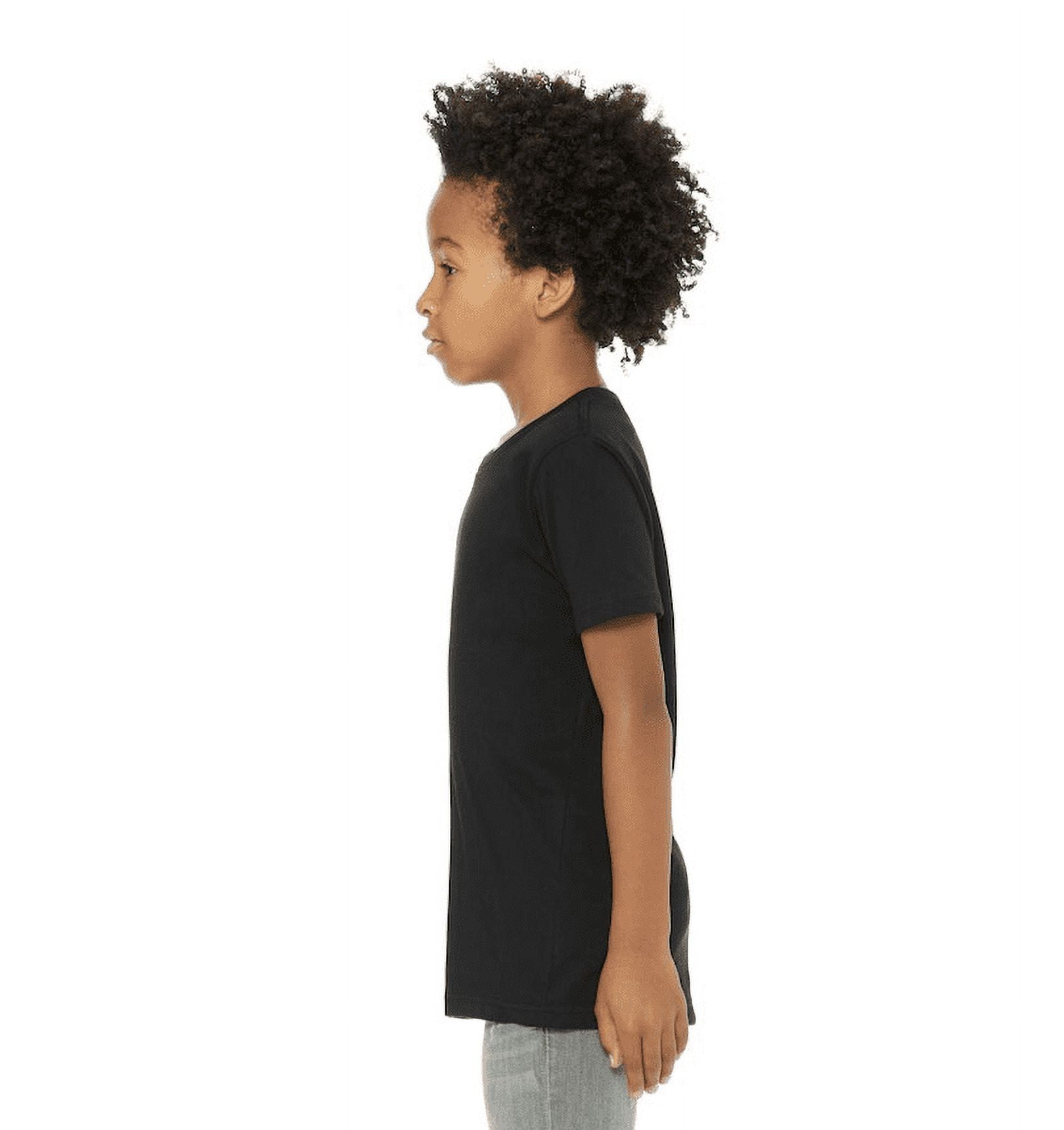 (1 pack) BELLA+CANVAS Youth Unisex Short Sleeve Crew T-Shirt – Black Large Cotton Tee for Crafting, Personalization, Tie Dye & Everyday Wear