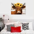 thumbnail image 4 of General Sunflower Highland Cow Wall Art: Funny Farm Animal Canvas Picture Painting, Rustic Farmhouse Artwork Decor Bathroom Decoration, Cute Brown Cattle Poster Print for Home Kitchen Bedroom 20x16in, 4 of 4