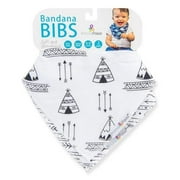 Primo Passi 2-Pack White/Black Arrows Bandana Bibs for Babies – Unisex Baby Accessory