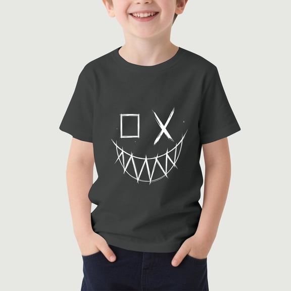 ATOGUTA School Shirt Boy Kids Summer Crewneck Tops Basic Tees Gray, Size 3T-16