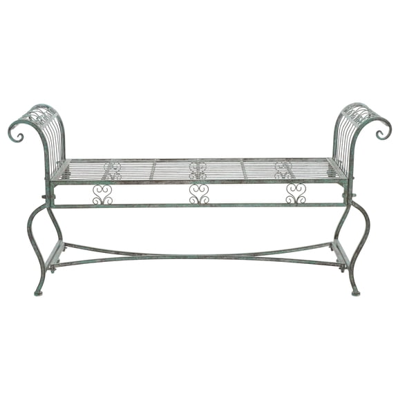 SAFAVIEH Brielle Outdoor Patio Traditional Garden Bench, Antique Green