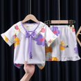 thumbnail image 1 of 16(height138-148cm)leisi-yunduo-whitePijamas de verano para niños Pantalones superiores Conjunto de pijamas de oso de dibujos animados Ropa para niños y niñas Pijamas para bebés Camiseta de manga corta esquí esquí Gafas de esquí, 1 of 3