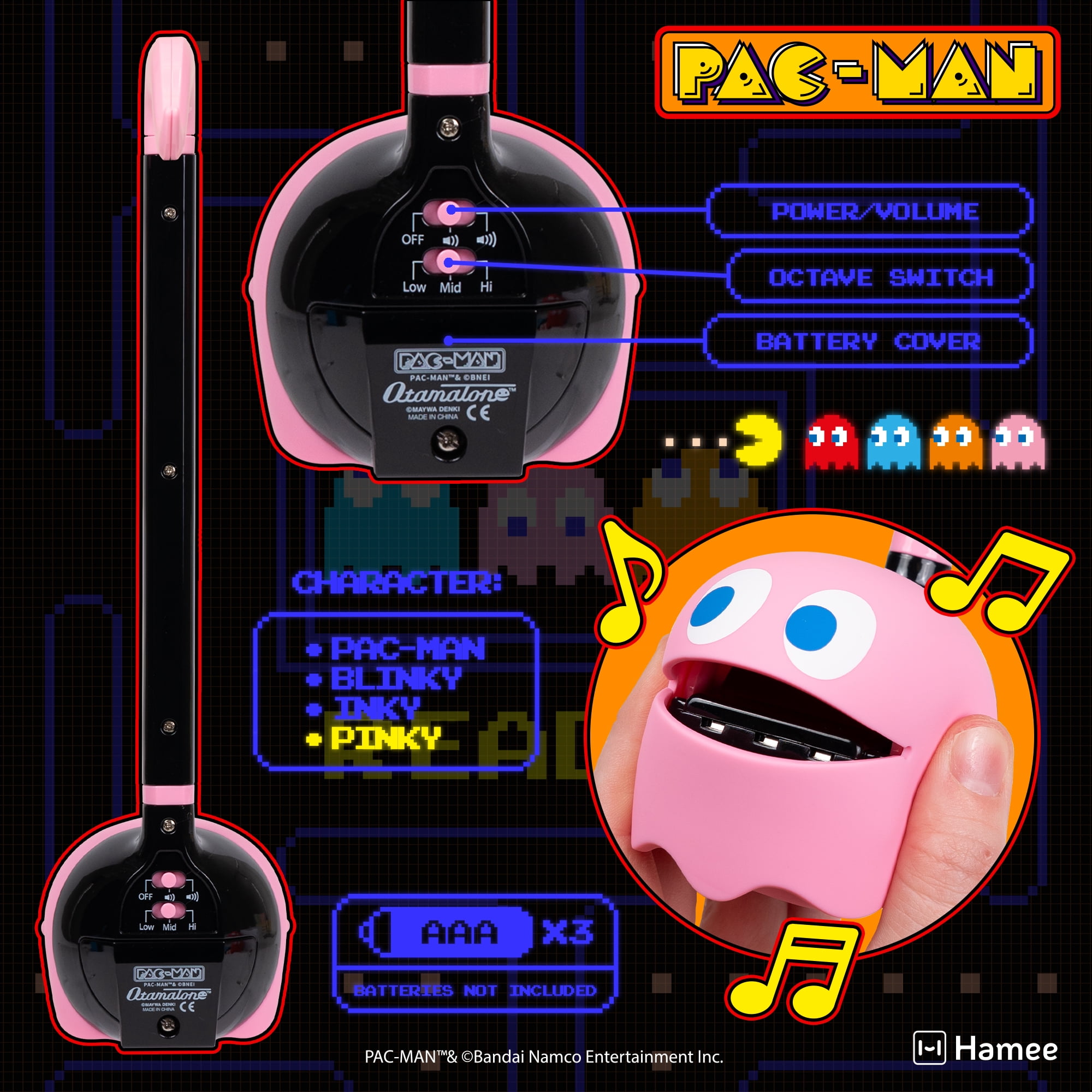Otamatone PAC-MAN Electronic Portable Music Instrument / Synthesizer Toy from Japan by Maywa Denki (Officially Licensed) [English Instructions] - Pinky