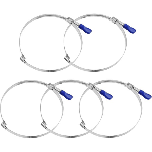 WWS-70 225 Pince de Tuyau de Pont à Clé Droite de 4 Pouces, Pince de Tuyau en Acier Inoxydable Réglable pour Collecte de Poussière, Collecteur de Poussière et Tuyau de Ventilation de Sécheuse, Lot de 5