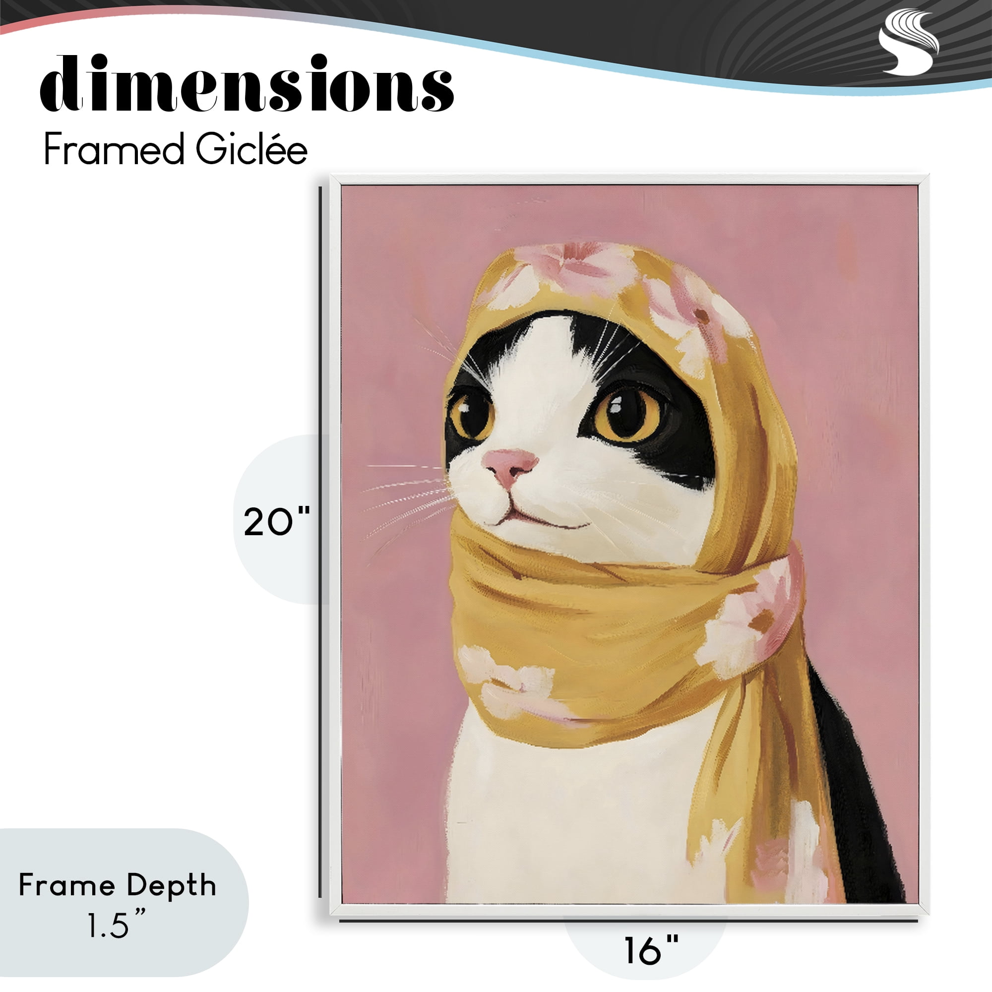 Stupell Industries Cat Babushka in Yellow Scarf White Framed Giclee Art, design by The Prints Vibe